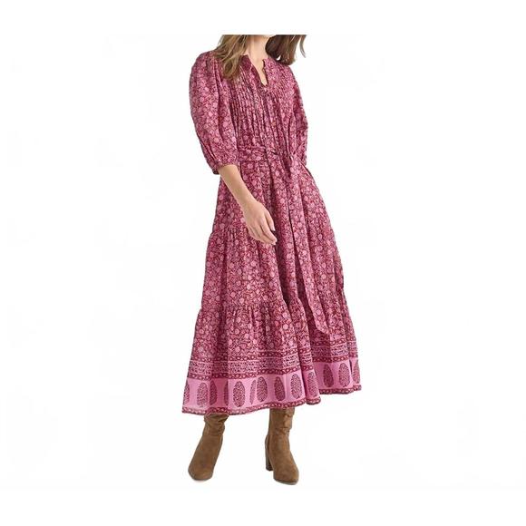 PINK CHICKEN Dresses & Skirts - NEW PINK CHICKEN pintuck indira dress in burgundy garden floral